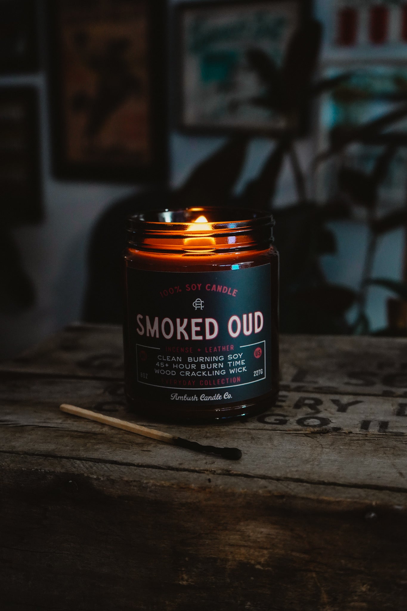 Smoked Oud | Incense + Leather 8oz Soy Candle