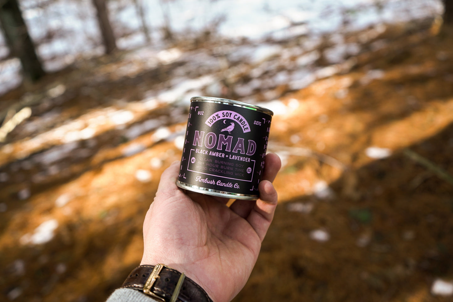 Nomad | Black Amber + Lavender 8oz Soy Candle
