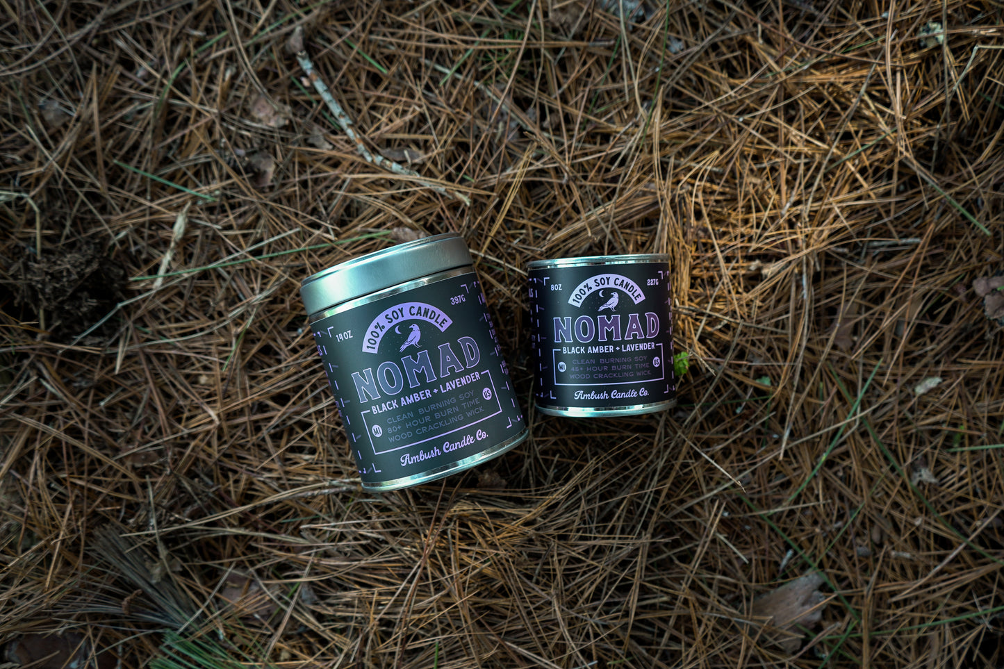 Nomad | Black Amber + Lavender 8oz Soy Candle