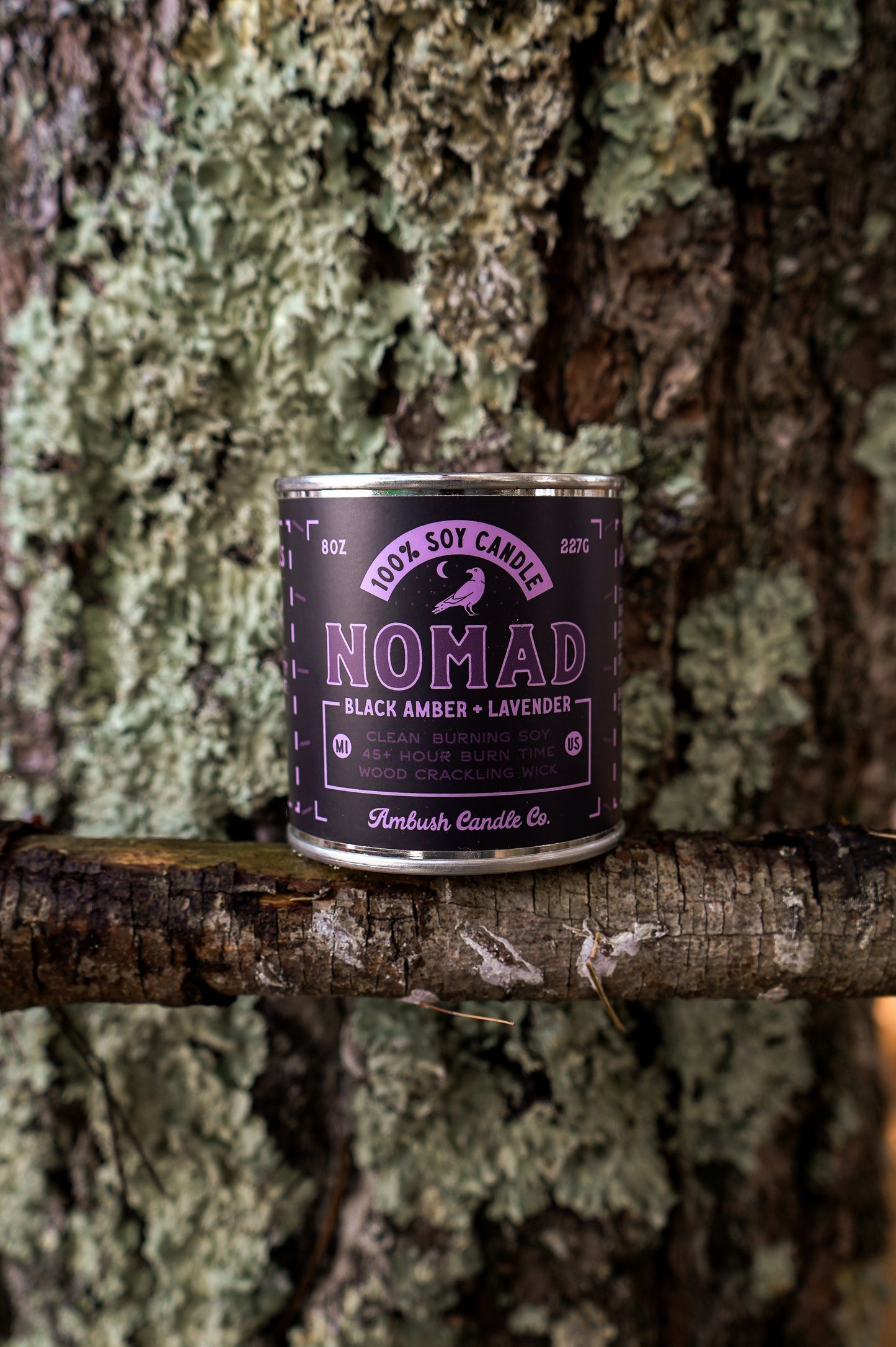 Nomad | Black Amber + Lavender 8oz Soy Candle