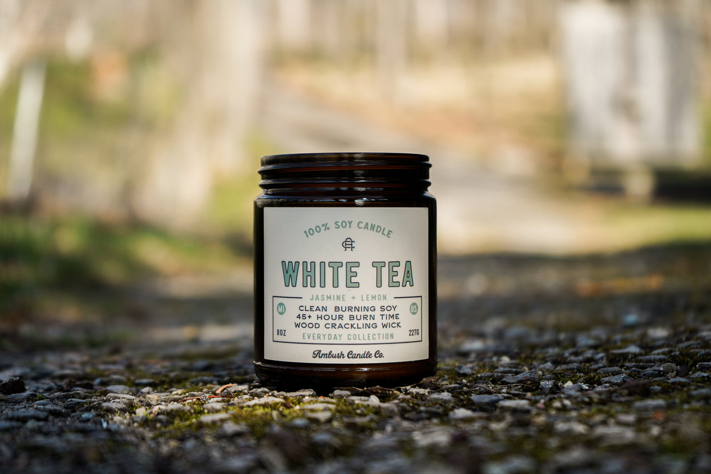 White Tea | Jasmine + Lemon 8oz Soy Candle