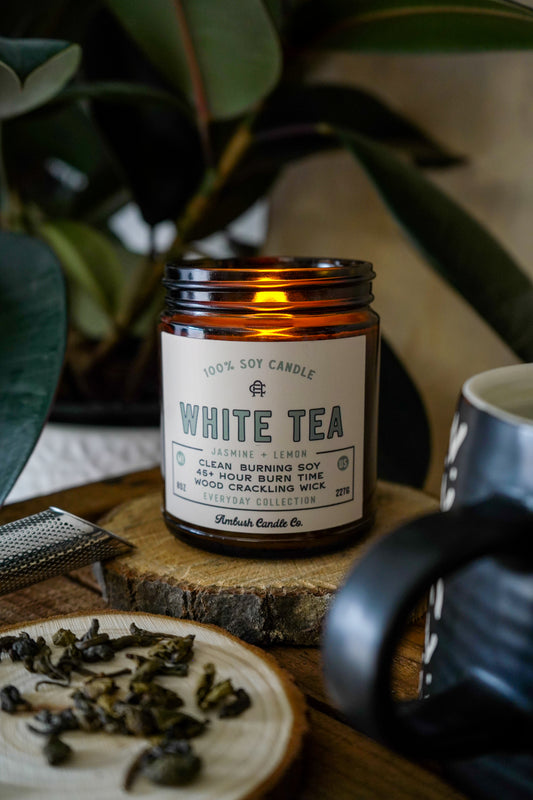White Tea | Jasmine + Lemon 8oz Soy Candle