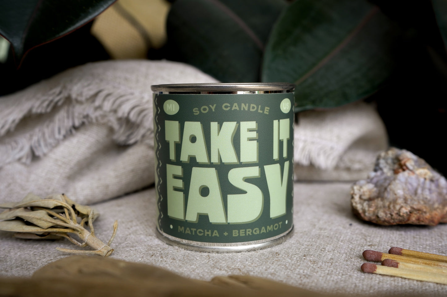 Take It Easy | Matcha + Bergamot 8oz Soy Candle