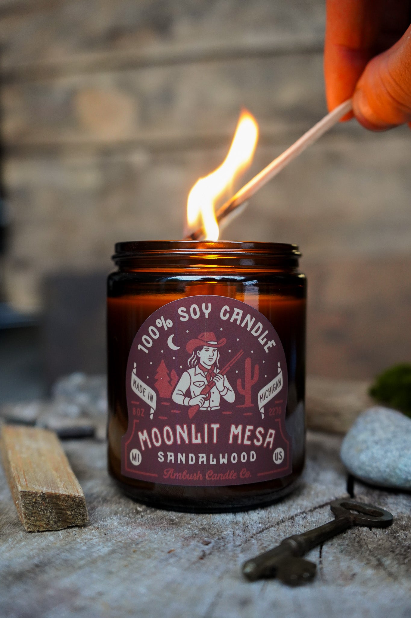 Moonlit Mesa | Sandalwood 8oz Soy Candle – Ambush Candle Co.