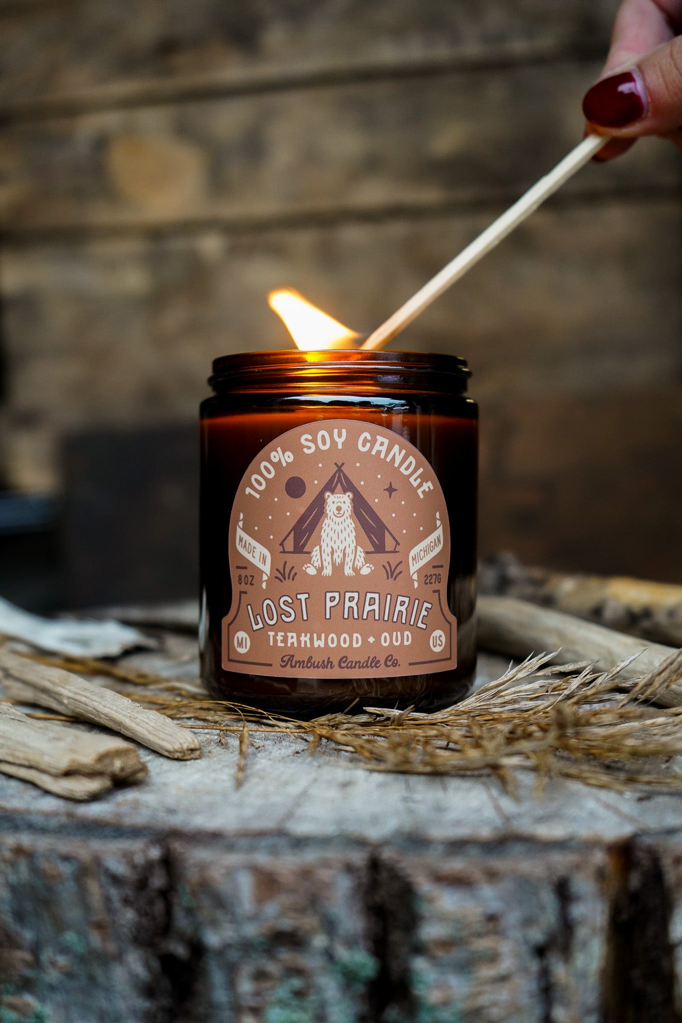 Lost Prairie | Teakwood + Oud 8oz Soy Candle