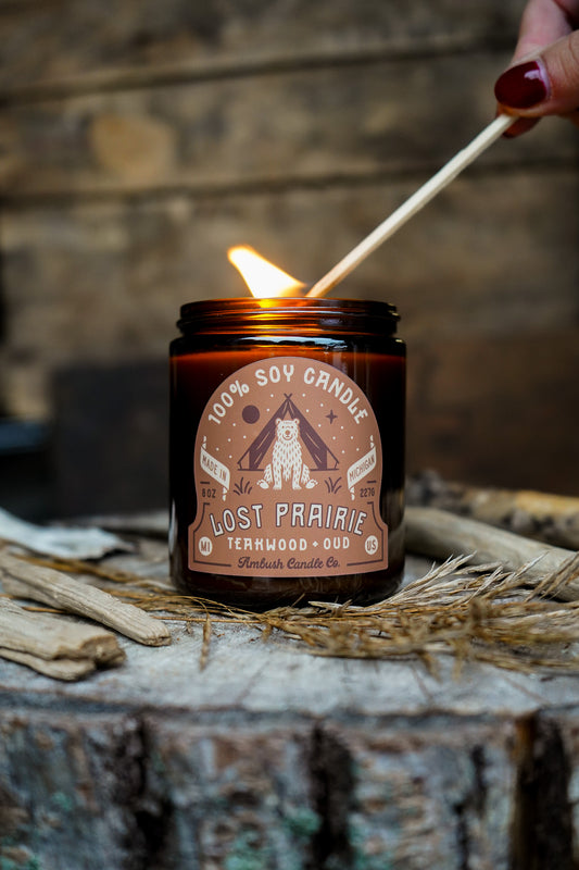 Lost Prairie | Teakwood + Oud 8oz Soy Candle
