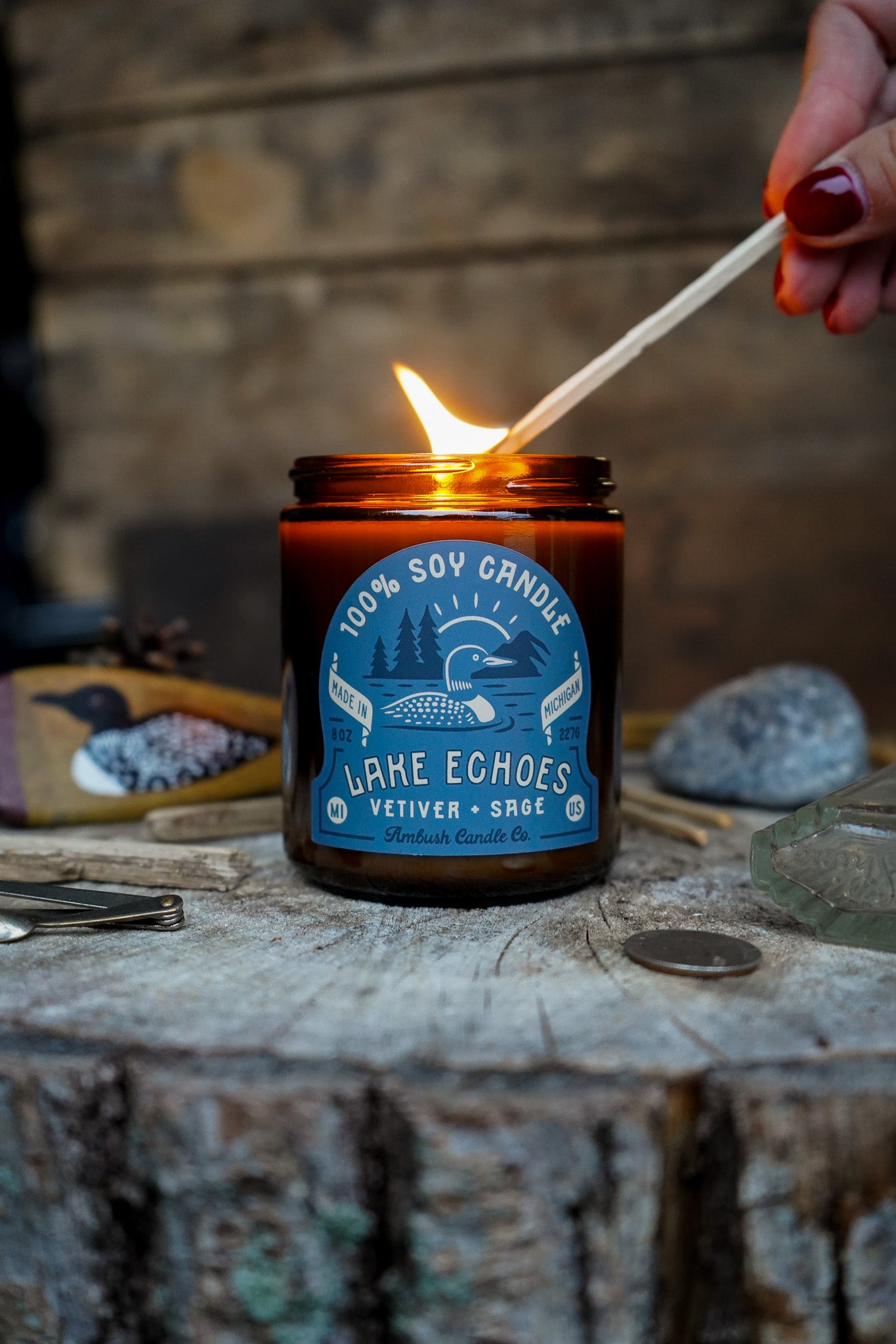 Lake Echoes | Vetiver + Sage 8oz Soy Candle