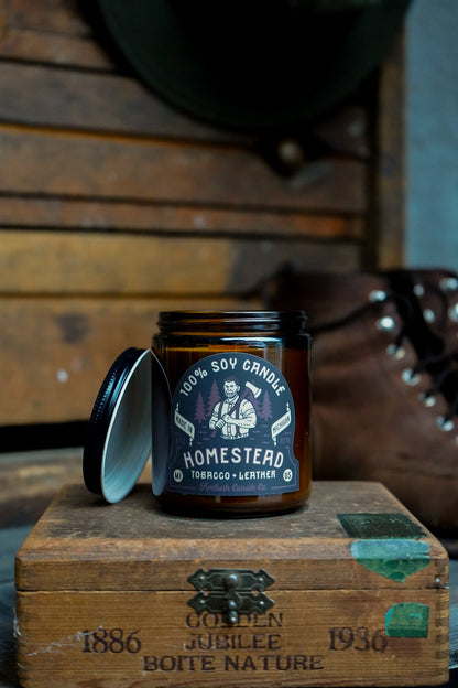 Homestead | Tobacco + Leather 8oz Soy Candle