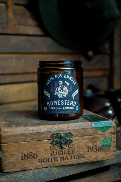 Homestead | Tobacco + Leather 8oz Soy Candle