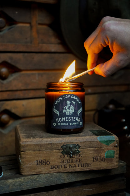 Homestead | Tobacco + Leather 8oz Soy Candle