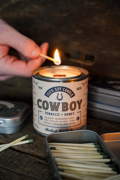 Cowboy | Tobacco + Honey 8oz Soy Candle