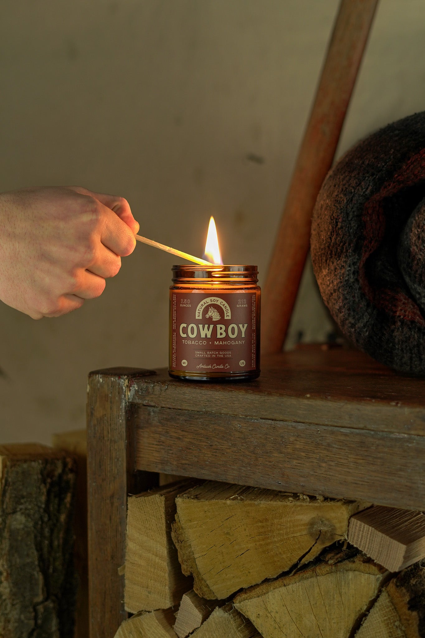 tobacco and wood candle Scented Candles for Men | Smoke Vanilla, and Vanilla |Wooden Wick, Long Lasting, Masculine Scents | Natural Soy Jar for Home, Bachelor Pad Decor warm musk COWPOKE tobacco vanilla scented candle