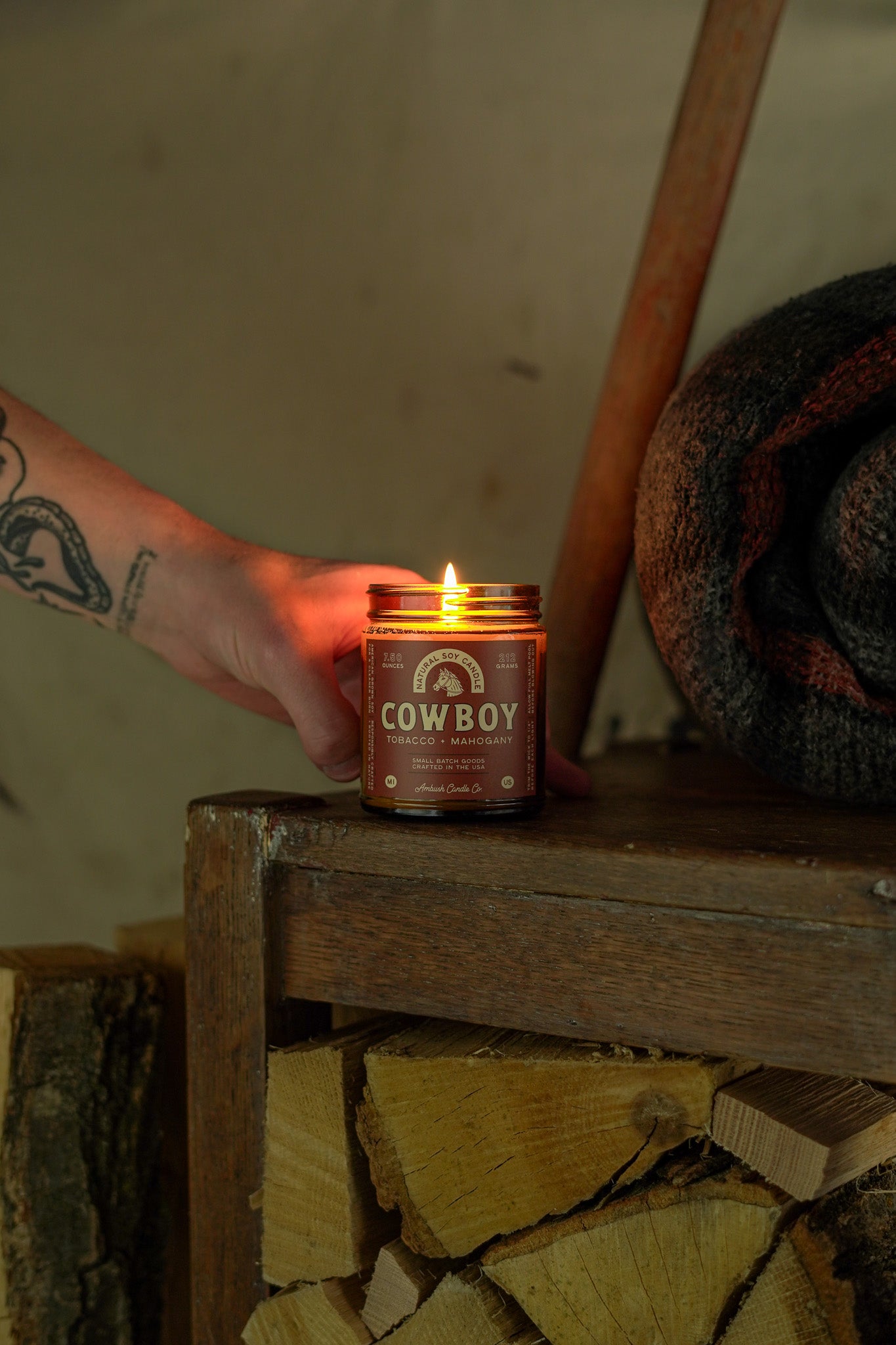 Cowboy | Tobacco + Mahogany Soy Candle