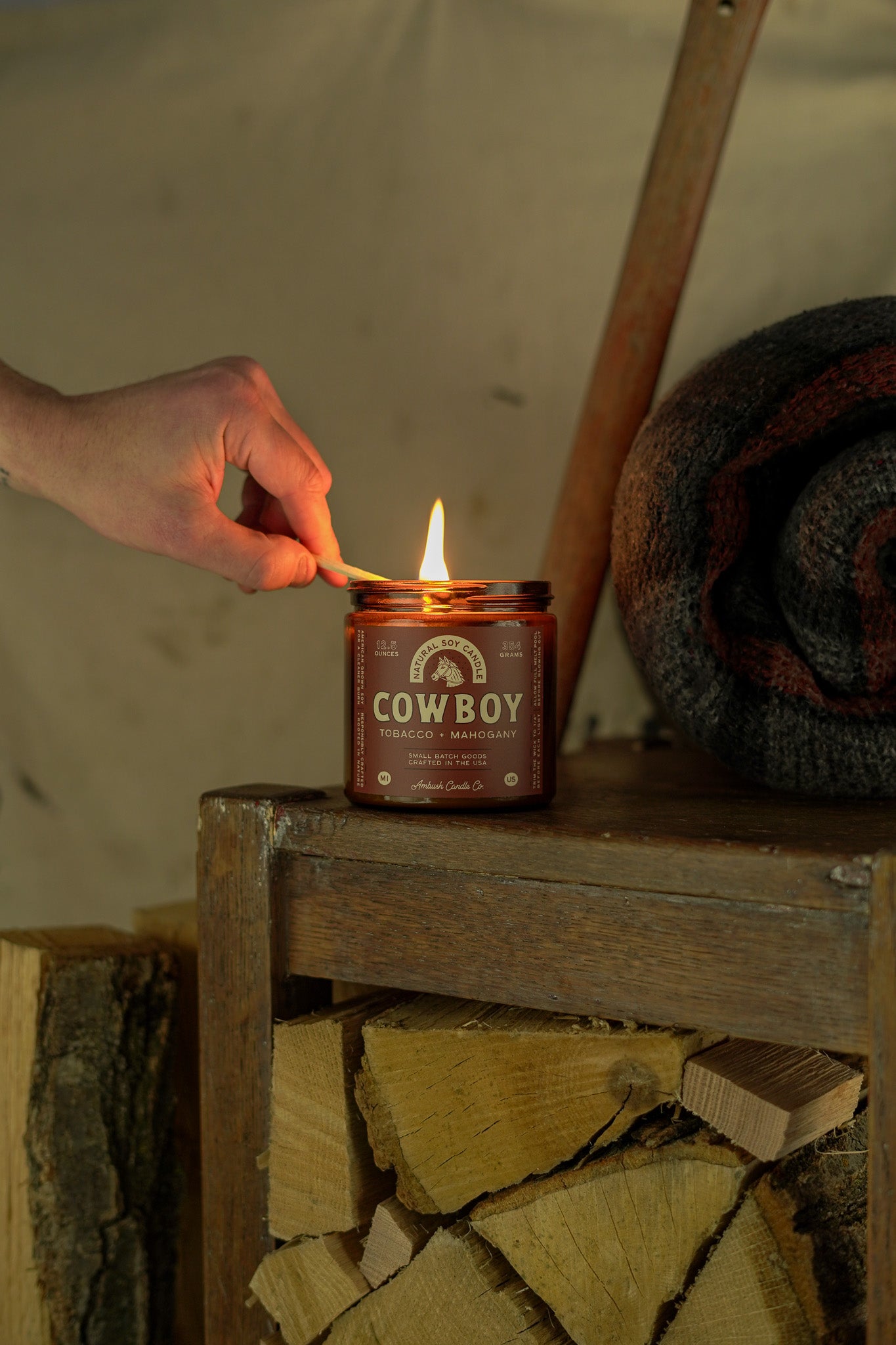 Cowboy | Tobacco + Mahogany Soy Candle
