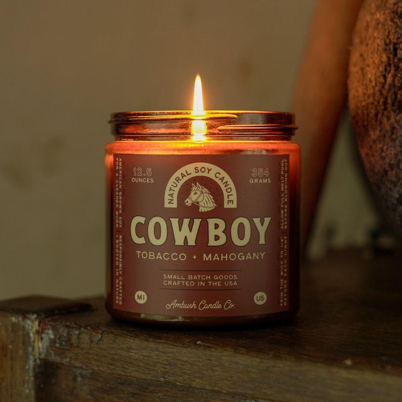 tobacco mahogany candle Cowboy | Tobacco + Mahogany Soy Candle