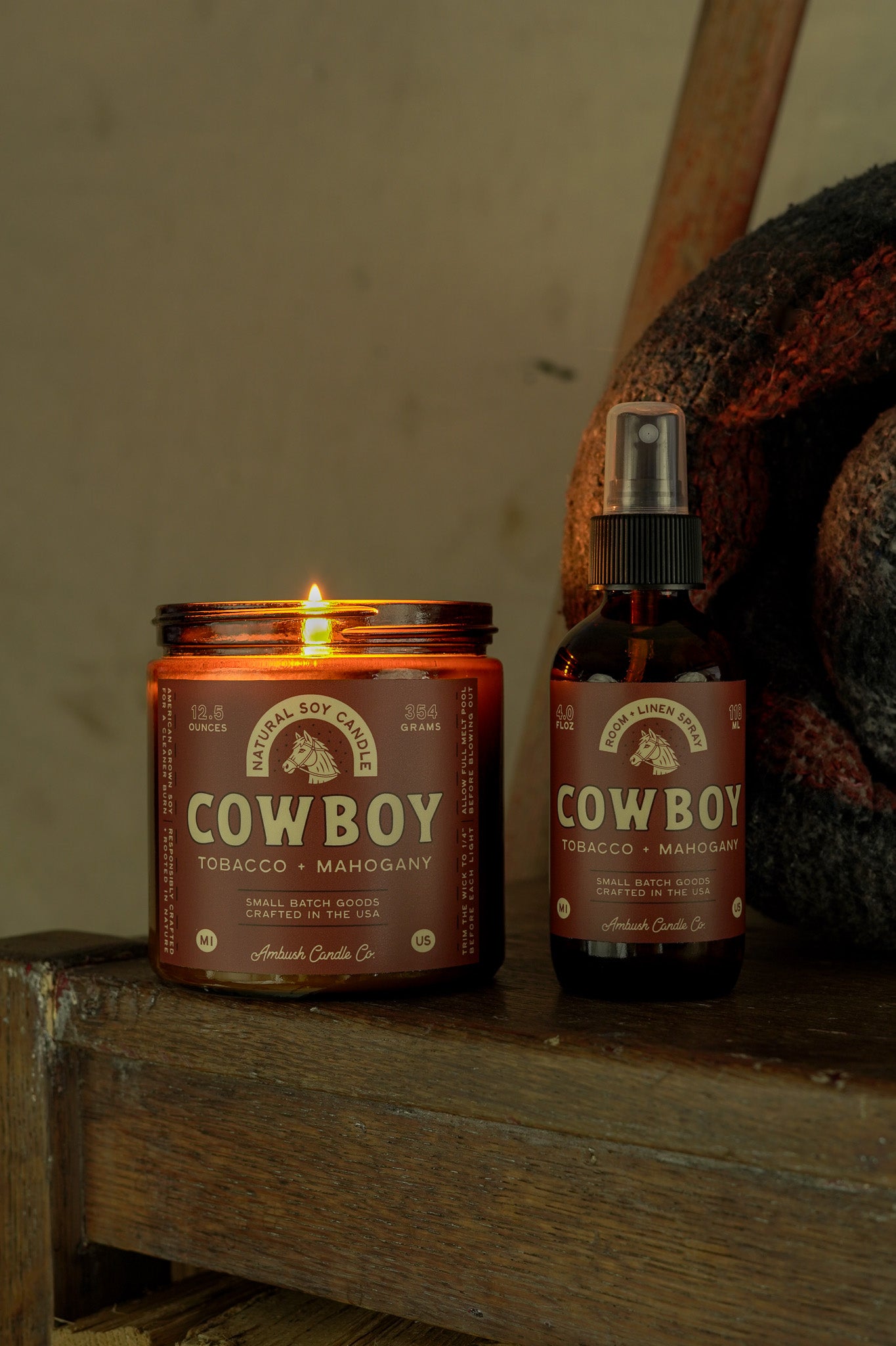 Cowboy | Tobacco + Mahogany Soy Candle