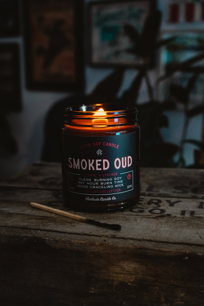 Smoked Oud | Incense + Leather 8oz Soy Candle