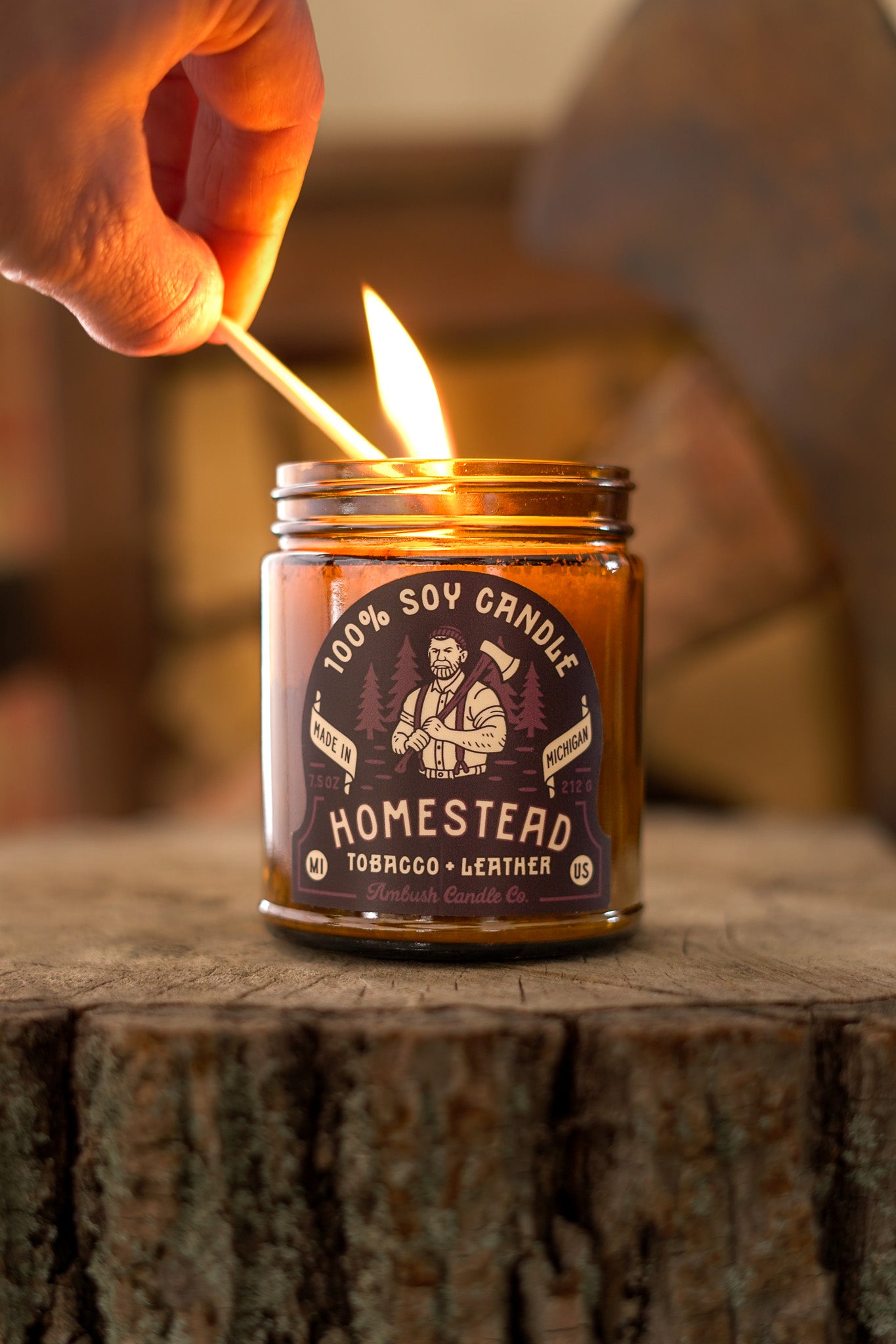 Homestead | Tobacco + Leather Soy Candle