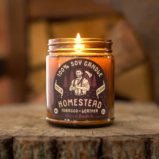 Homestead | Tobacco + Leather Soy Candle