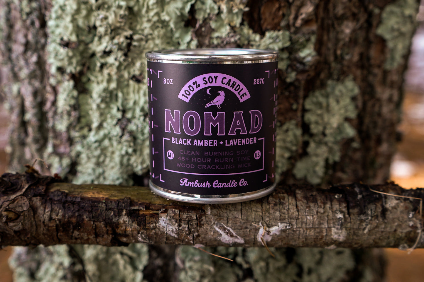 Nomad | Black Amber + Lavender 8oz Soy Candle