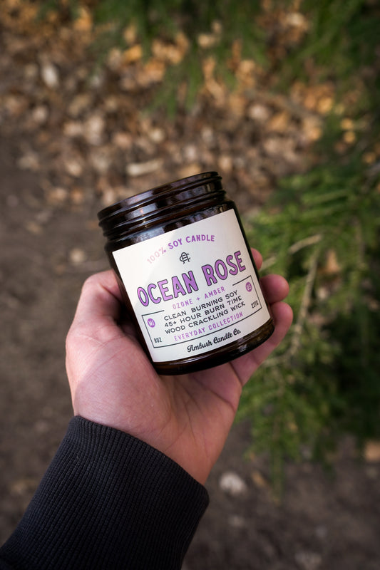 Ocean Rose | Ozone + Amber 8oz Soy Candle