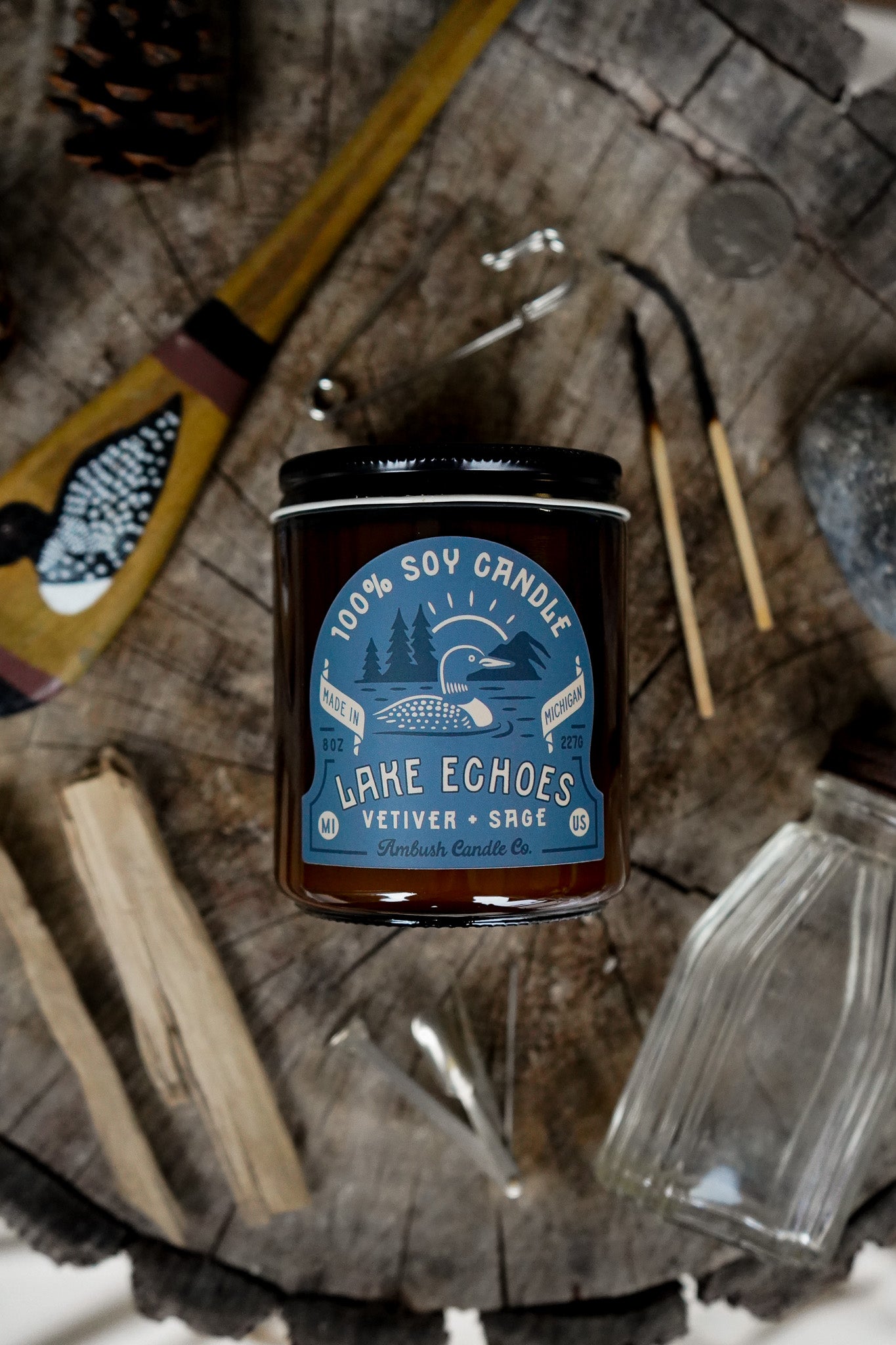 Lake Echoes | Vetiver + Sage 8oz Soy Candle