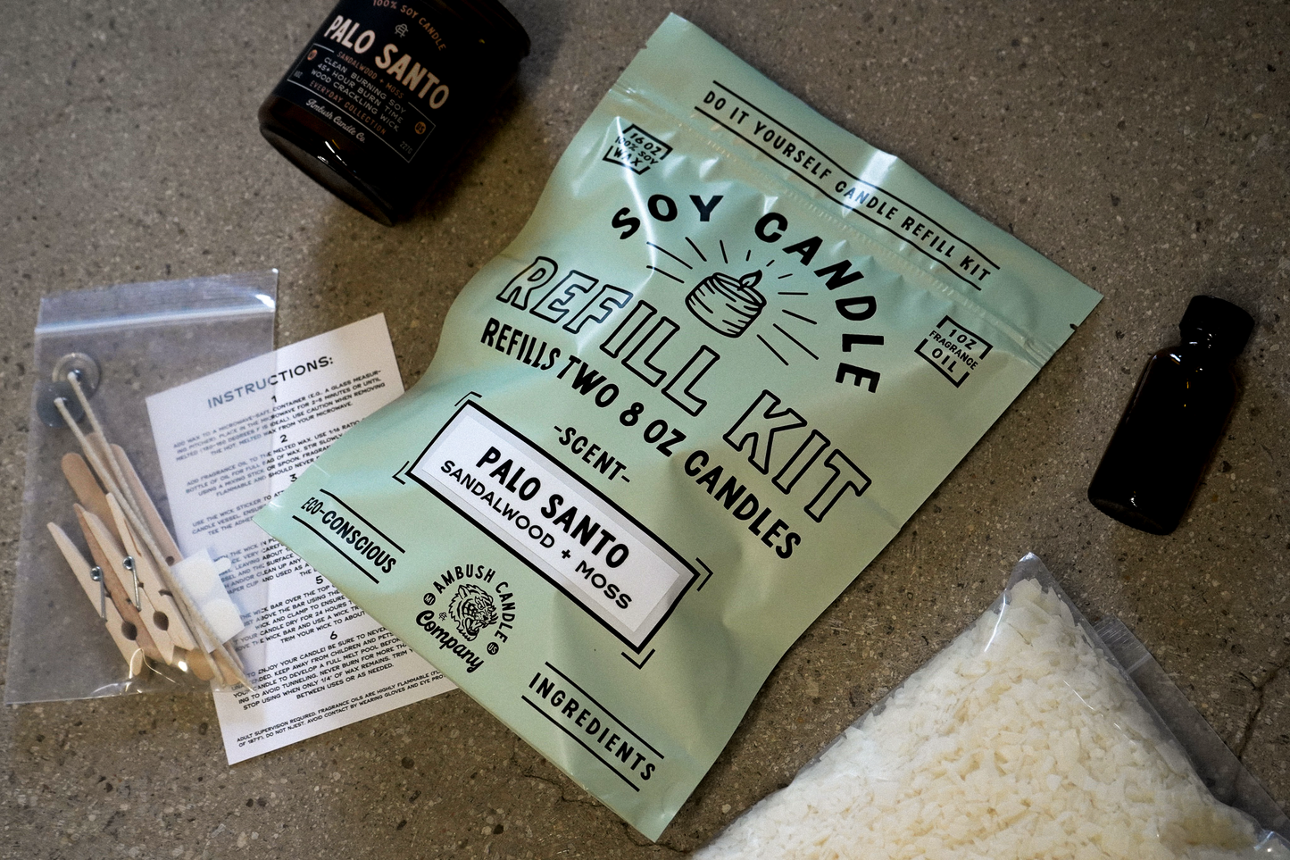 Candle Refill Kit (Makes Two 8oz Soy Candles)